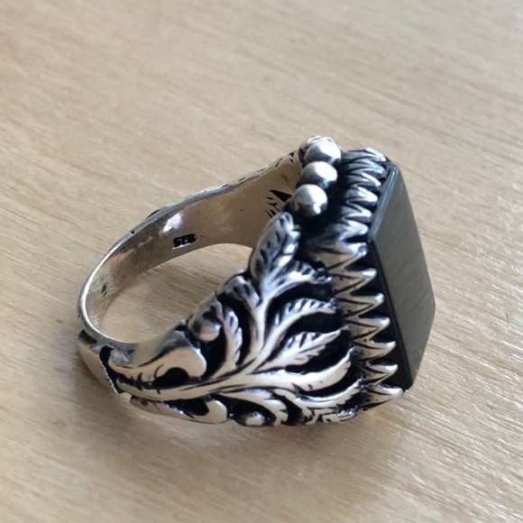 925 Sterling Silver Onyx Stone Men's Ring - Picture 4 of 4